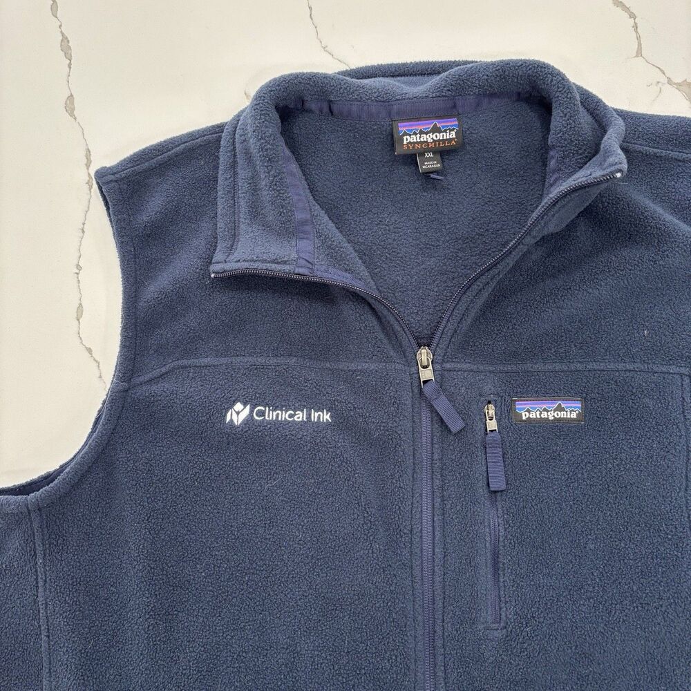 Patagonia Vest Mens Size XXL Synchilla Navy Blue Fleece *custom embroidery - Picture 2 of 6